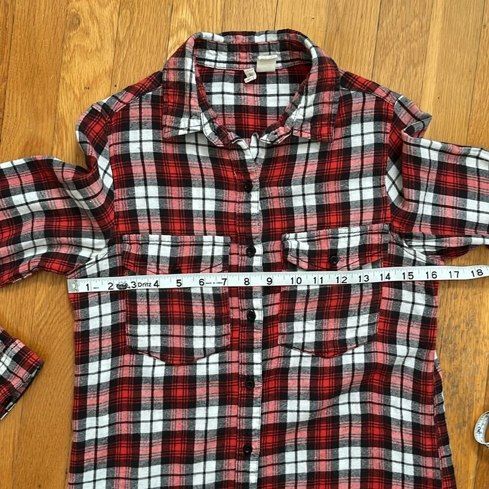 Japna 100% Cotton Flannel Button Down Shirt in Red Black & White Long Top - Picture 7 of 13
